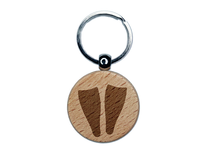 Scuba Snorkel Fins Engraved Wood Round Keychain Tag Charm