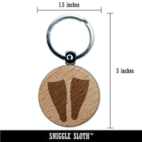 Scuba Snorkel Fins Engraved Wood Round Keychain Tag Charm