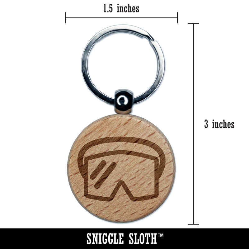 Skiing Mask Engraved Wood Round Keychain Tag Charm