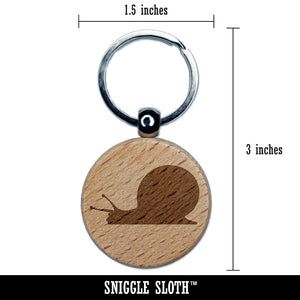 Snail On the Move Solid Engraved Wood Round Keychain Tag Charm