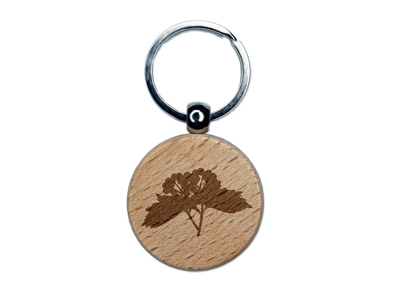Solid Berries Berry Branch Engraved Wood Round Keychain Tag Charm
