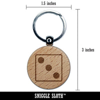 Three 3 Dice Die Engraved Wood Round Keychain Tag Charm