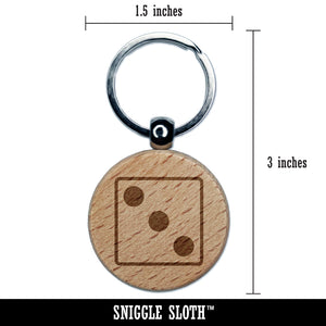 Three 3 Dice Die Engraved Wood Round Keychain Tag Charm