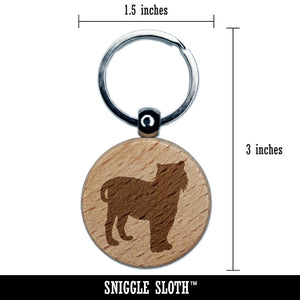Tiger Solid Engraved Wood Round Keychain Tag Charm