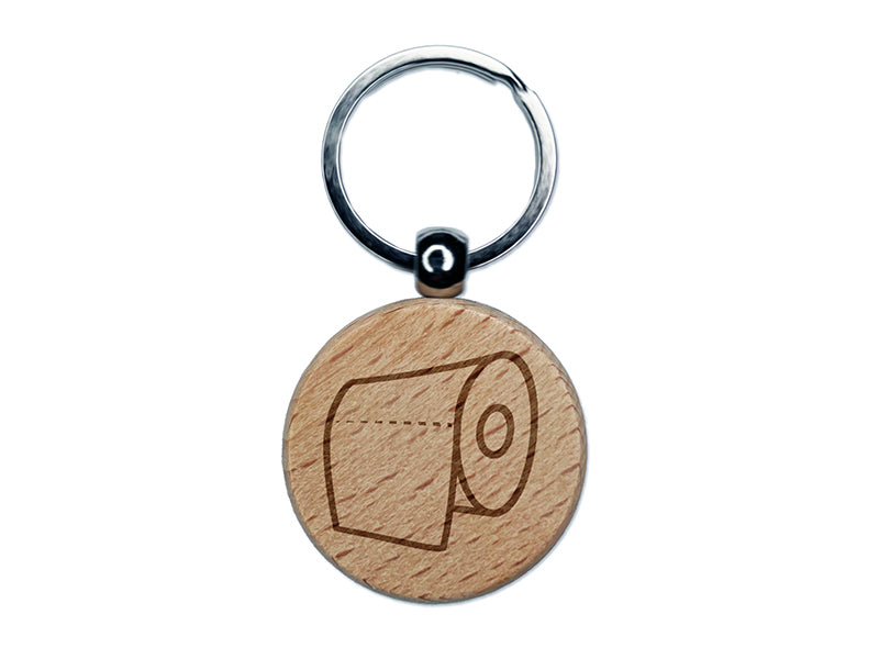 Toilet Paper Doodle Engraved Wood Round Keychain Tag Charm