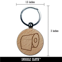 Toilet Paper Doodle Engraved Wood Round Keychain Tag Charm