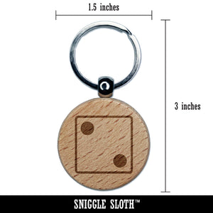 Two 2 Dice Die Engraved Wood Round Keychain Tag Charm