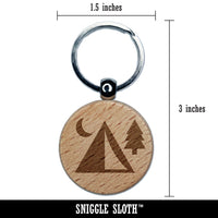 Camping Tent Campsite Engraved Wood Round Keychain Tag Charm