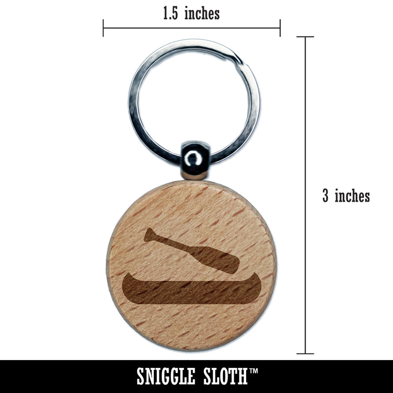 Canoe Doodle Engraved Wood Round Keychain Tag Charm