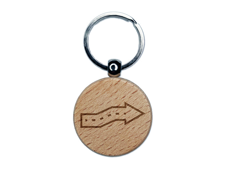 Cute Crooked Arrow Engraved Wood Round Keychain Tag Charm