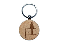 Gymnastics Gymnast Uneven Bars Solid Engraved Wood Round Keychain Tag Charm