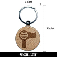 Hair Dryer Solid Engraved Wood Round Keychain Tag Charm