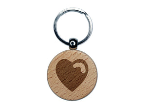 Heart with Swoop Engraved Wood Round Keychain Tag Charm