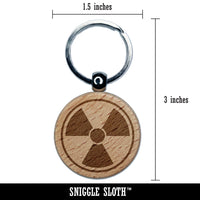 Ionizing Radiation Radioactive Trefoil Symbol Engraved Wood Round Keychain Tag Charm