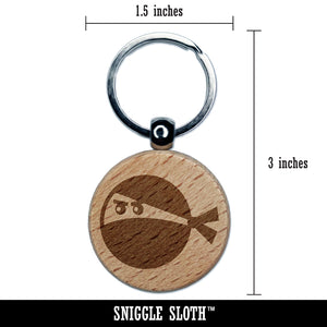 Ninja Face Funny Engraved Wood Round Keychain Tag Charm