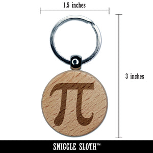 Pi Symbol Engraved Wood Round Keychain Tag Charm