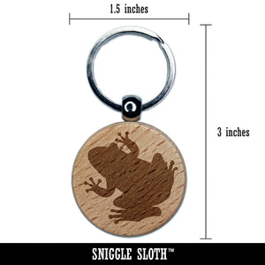 Rainforest Tree Frog Solid Engraved Wood Round Keychain Tag Charm