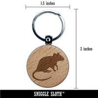 Rat Solid Engraved Wood Round Keychain Tag Charm