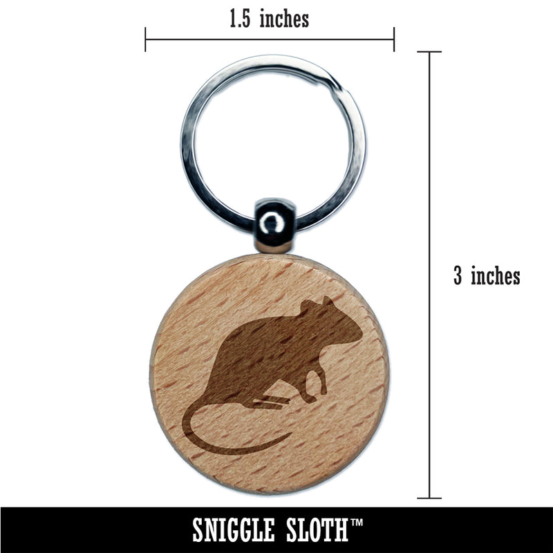 Rat Solid Engraved Wood Round Keychain Tag Charm