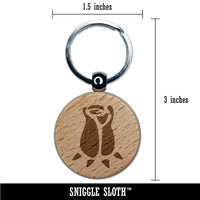 Rose Bud Flower Engraved Wood Round Keychain Tag Charm