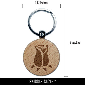 Rose Bud Flower Engraved Wood Round Keychain Tag Charm