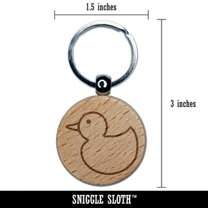 Rubber Ducky Engraved Wood Round Keychain Tag Charm