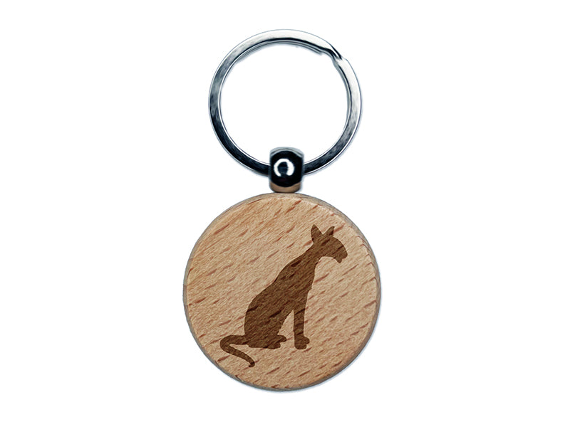 Siamese Cat Solid Engraved Wood Round Keychain Tag Charm