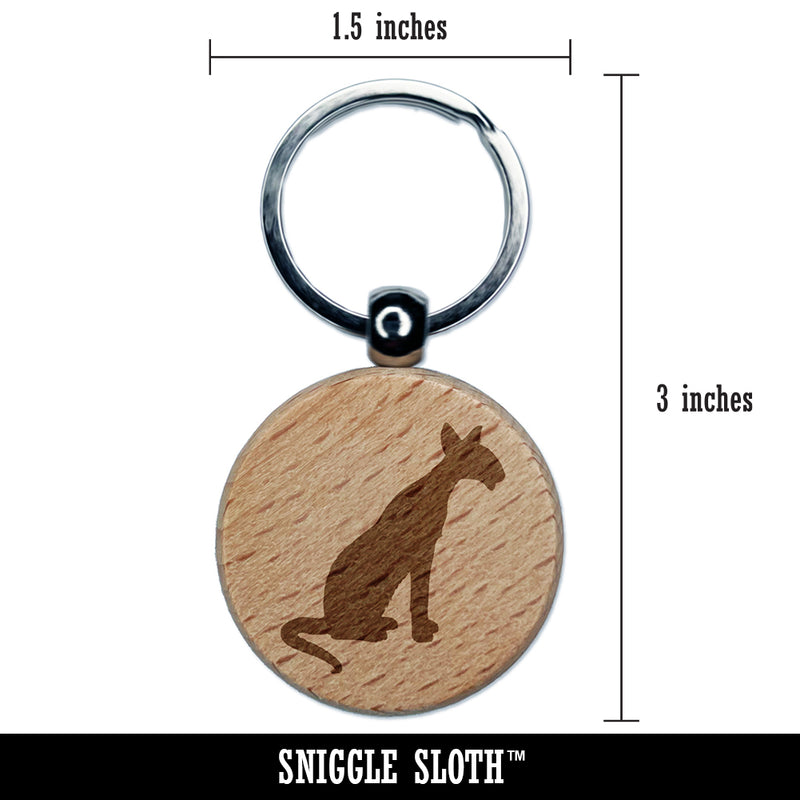 Siamese Cat Solid Engraved Wood Round Keychain Tag Charm