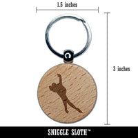 Speed Skating Skater Engraved Wood Round Keychain Tag Charm