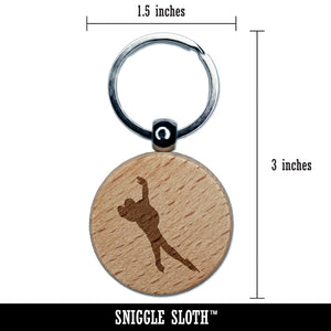 Speed Skating Skater Engraved Wood Round Keychain Tag Charm