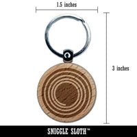 Spiral Swirl in Circle Engraved Wood Round Keychain Tag Charm