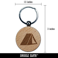 Tent Camping Engraved Wood Round Keychain Tag Charm