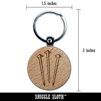 Three 3 Nails Christian Stylized Engraved Wood Round Keychain Tag Charm