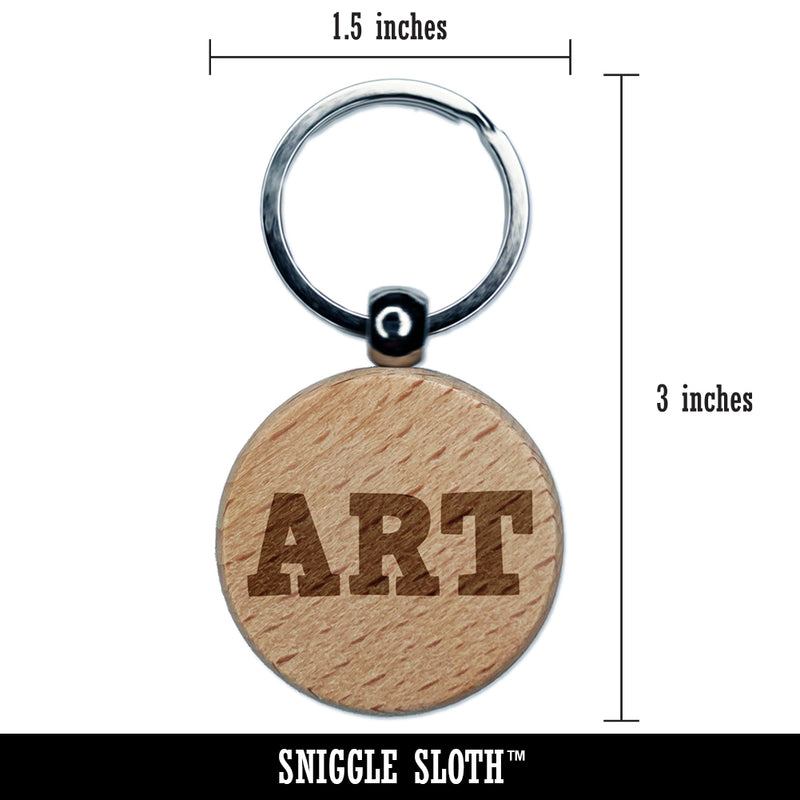 Art Fun Text Engraved Wood Round Keychain Tag Charm