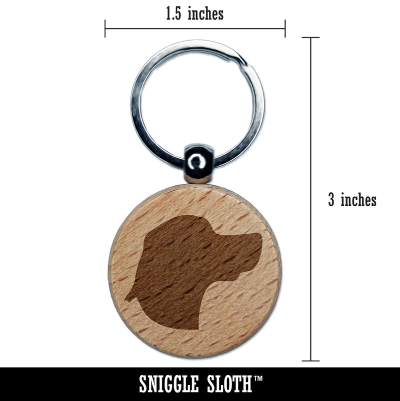 Beagle Face Profile Solid Engraved Wood Round Keychain Tag Charm