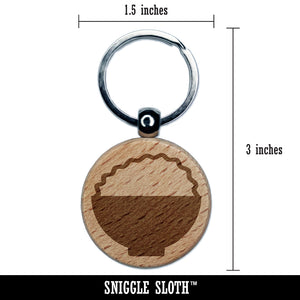 Bowl of Rice Engraved Wood Round Keychain Tag Charm