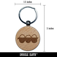 Egg Crate Doodle Engraved Wood Round Keychain Tag Charm