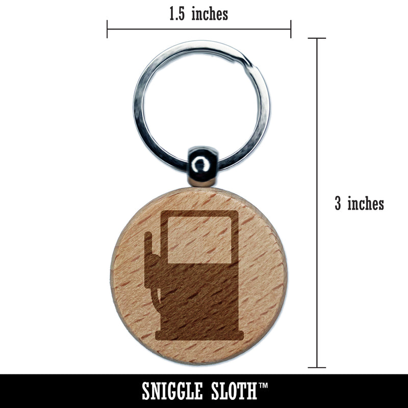 Gas Station Pump Engraved Wood Round Keychain Tag Charm