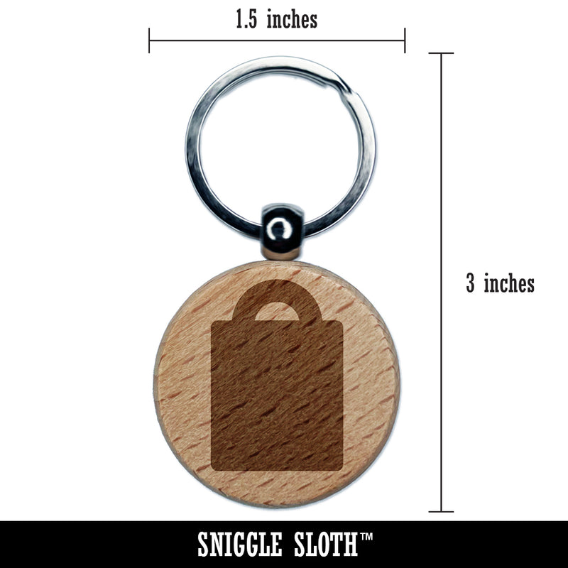 Grocery Tote Bag Purse Solid Engraved Wood Round Keychain Tag Charm