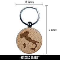 Italy Country Solid Engraved Wood Round Keychain Tag Charm