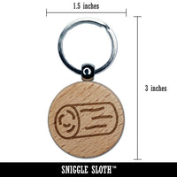 Log Tree Doodle Engraved Wood Round Keychain Tag Charm