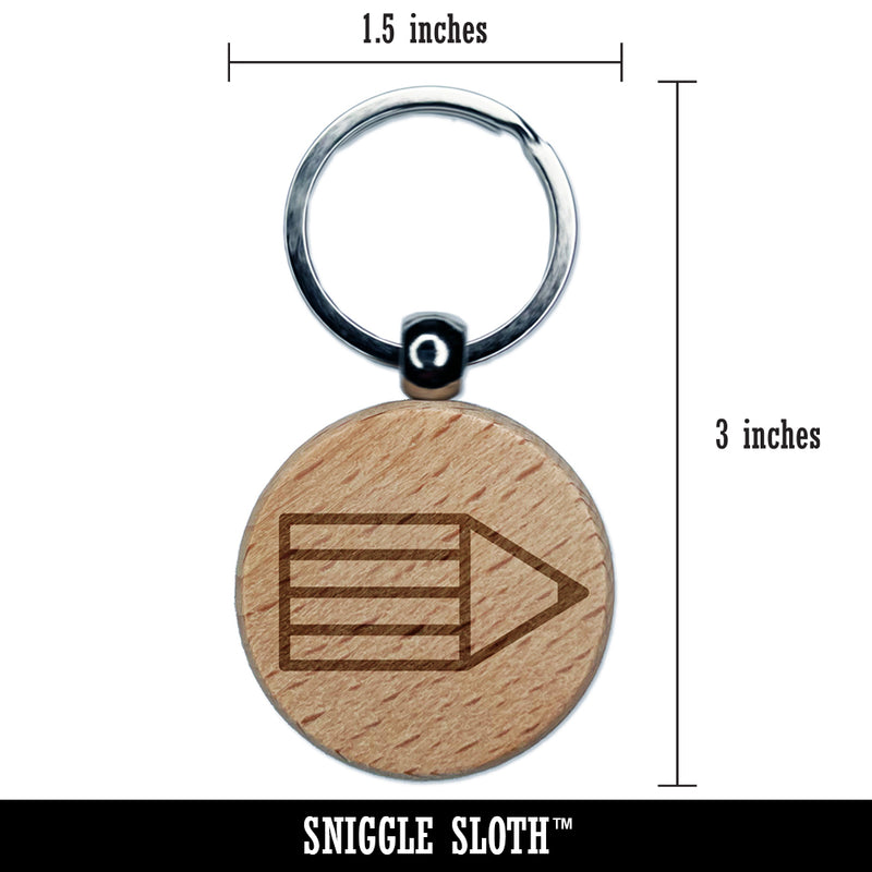 Pencil Stub Writing Homework Engraved Wood Round Keychain Tag Charm