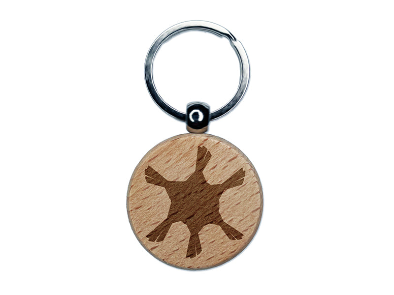 Pinata Solid Party Engraved Wood Round Keychain Tag Charm