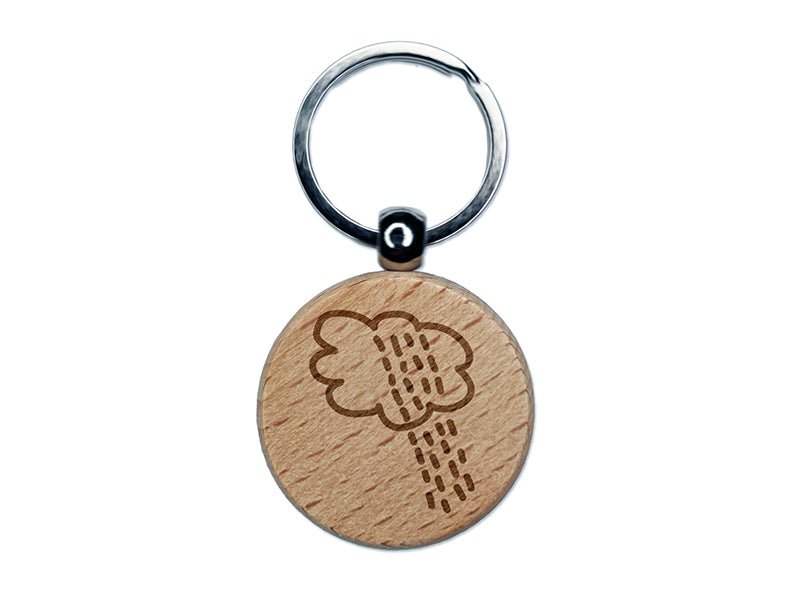 Rain Storm Doodle Engraved Wood Round Keychain Tag Charm