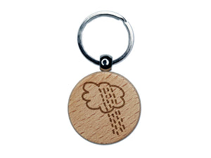 Rain Storm Doodle Engraved Wood Round Keychain Tag Charm