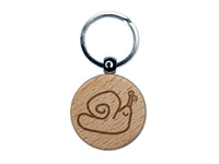 Snail Doodle Engraved Wood Round Keychain Tag Charm