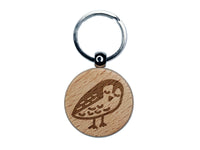 Sweet Owl Doodle Engraved Wood Round Keychain Tag Charm