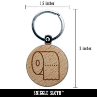 Toilet Paper Roll Icon Engraved Wood Round Keychain Tag Charm