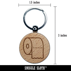 Toilet Paper Roll Icon Engraved Wood Round Keychain Tag Charm