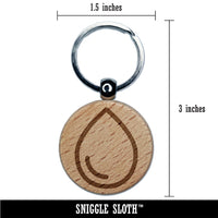 Water Drop Icon Outline Engraved Wood Round Keychain Tag Charm